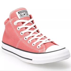 Converse All Stars Mid Hi Top Sneakers Dark Coral Pink Padded Canvas Size 8